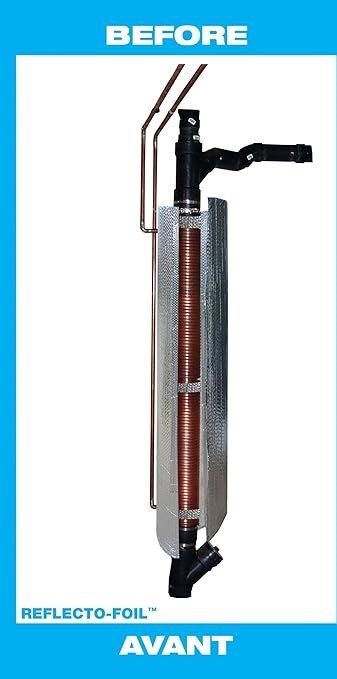 Heater element with 'Reflecto-Foil Avant' branding on a blue background