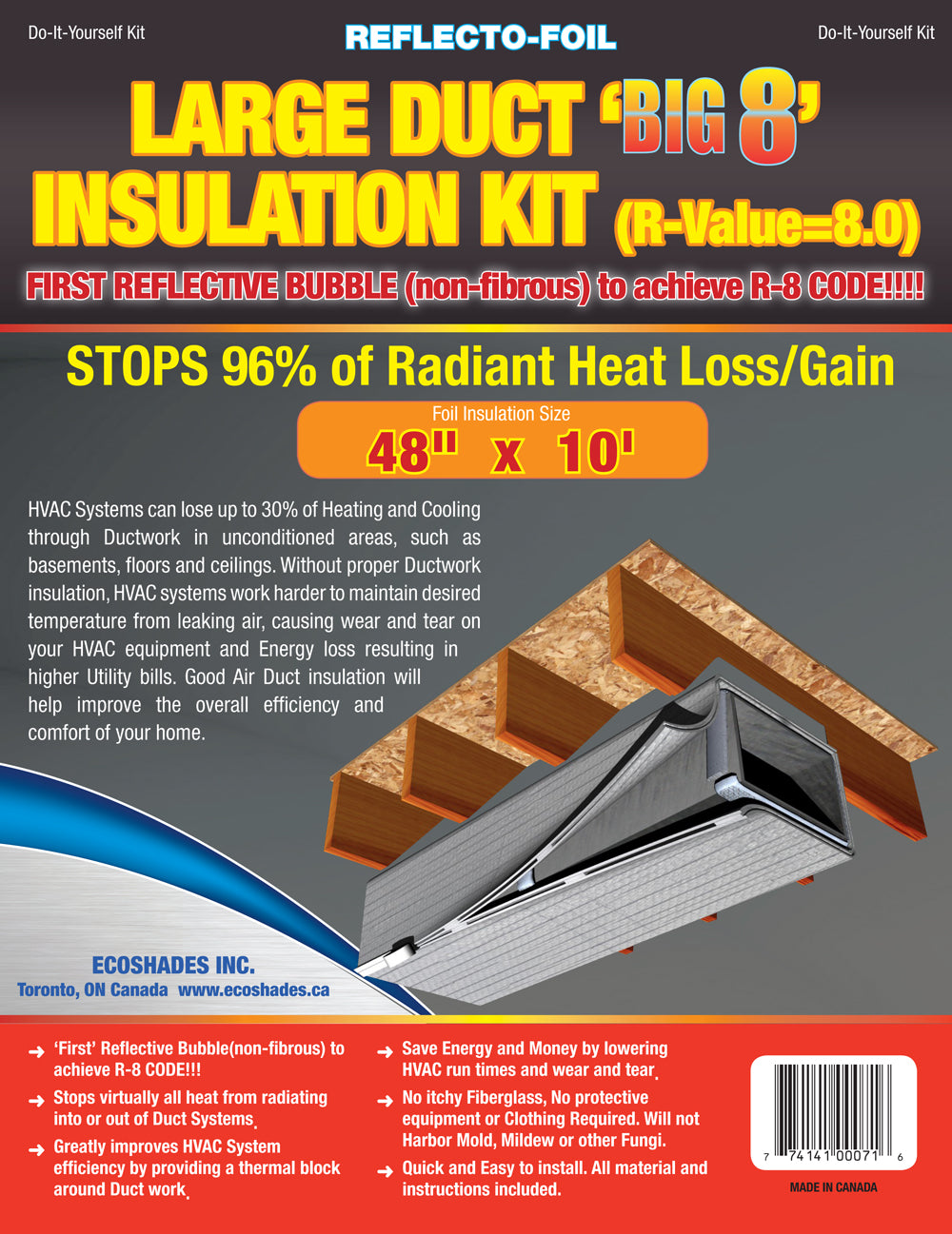 Large Duct Insulation Kit 48" X 10'