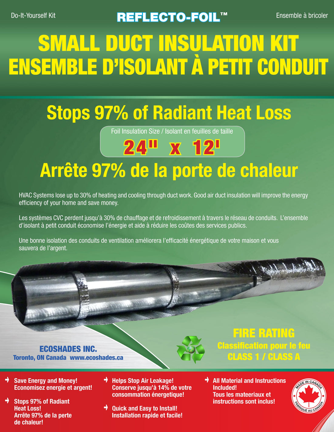 Small Duct Insulation Kit 24" x 12'